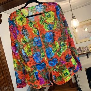 Lace Zip Up Peplum Blouse